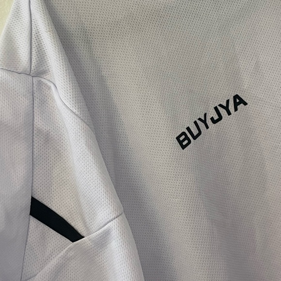 BUYJYA Men’s White Athletic T-Shirt Size Lightweight Training Activewear - Picture 3 of 6